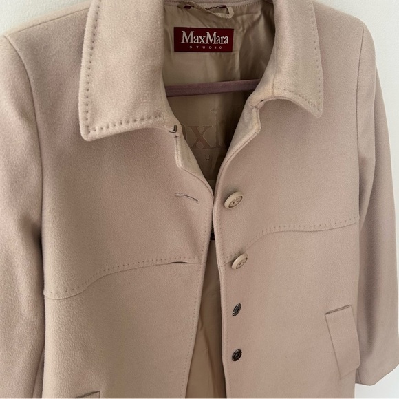 MaxMara Beige Button Front Wool Coat - Picture 9 of 9